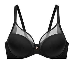 Understance Black Mesh Contour FlexWire Plunge Bra Sz 36D